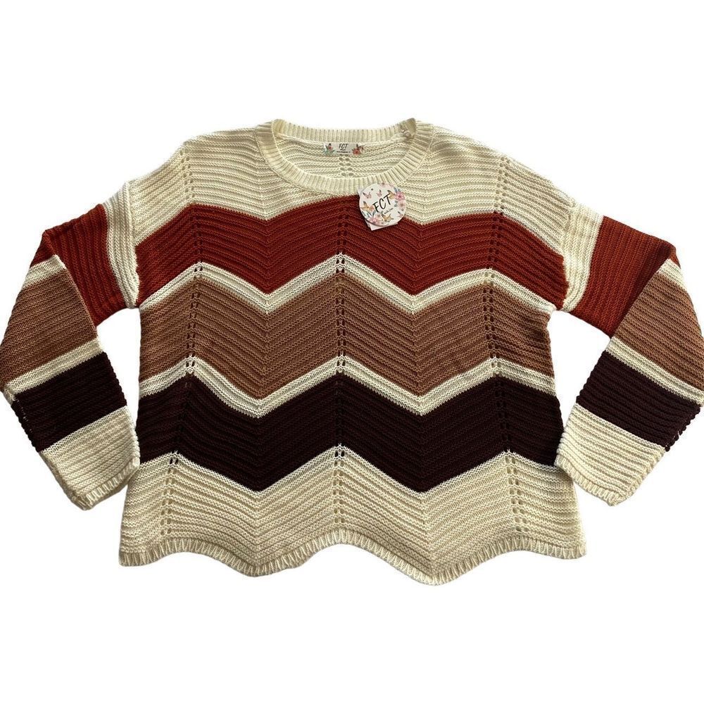 FULL CIRCLE TRENDS WOMEN’S 2X CHEVRON LONG SLEEVE KNIT SWEATER